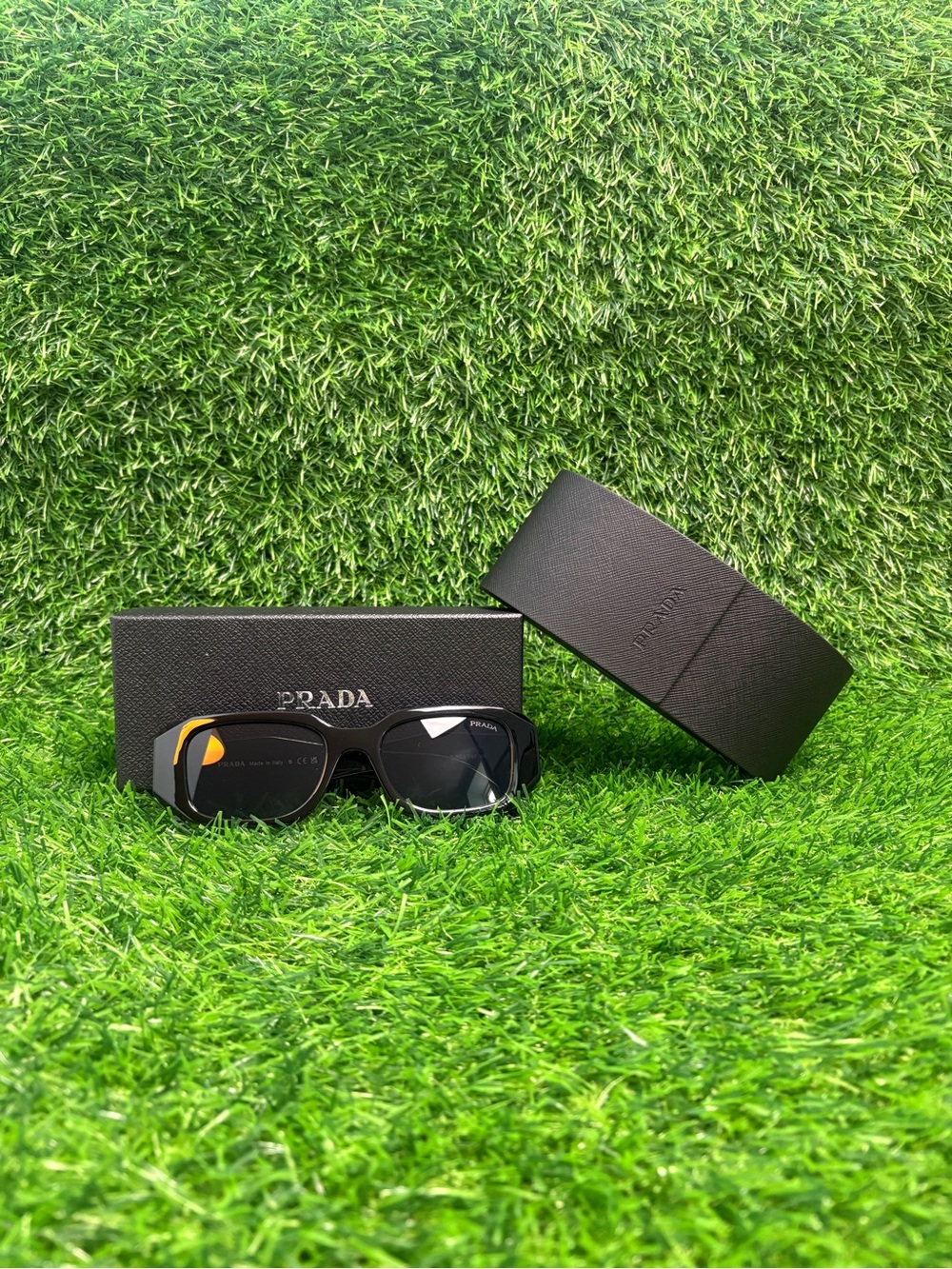 Prada Symbole Black Rectangle Sunglasses Unisex Shades For Men And Women